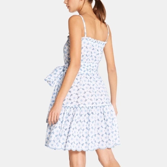 Lisa Marie Fernandez || Cornflower + Cream Ruffle Slip Dress Poppy Eyelet Size 3 - Picture 9 of 10